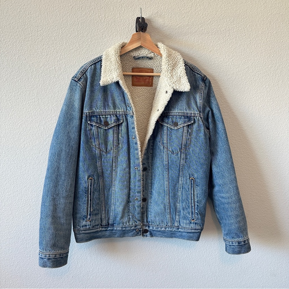 Levis Blue Sherpa Trucker Jacket